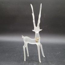 Vintage Silvestri Frosted Glass Christmas Holiday Reindeer Figurine w/Br... - $19.79