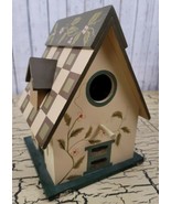 Cute Green &amp; White Ivy Springtime Birdhouse w/ Cleanout Drawer Garden Ho... - £19.10 GBP