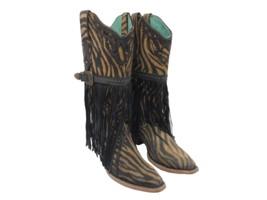 Corral Women&#39;s Fringe Studded Buckle Cowboy Western Boot Brown Size 7M - £112.12 GBP