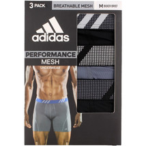 adidas Men&#39;s Sport Performance Mesh Boxer Briefs 3 Pack Size Small Black/Onix/Bl - £18.05 GBP