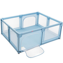 Baby Playpen Extra Large Kids Activity Center Safety Play Yard w/ Gate Blue - £91.74 GBP