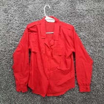 Vintage Diane Von Furstenberg Blouse Shirt Women 6 Red Roll Tab Sleeve V Neck - £5.72 GBP