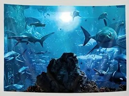 Sharks Swimming In the Sea Fabric Tapestry 59&quot; x 51&quot; NEW! - £11.68 GBP