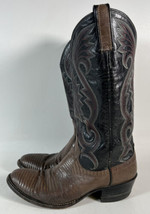 VTG DAN POST MADE IN USA LIZARD SKIN Mens Cowboy Boots 8 D 6708 Black &amp; ... - $74.24