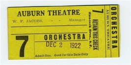 1922 Auburn Theatre Orchestra Ticket Auburn California - £19.06 GBP