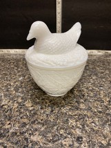 AVON # 9 White Milkglass  Bird On Nest Covered Candy Dish Bowl . - £7.84 GBP