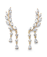PalmBeach Jewelry Marquise-Cut Crystal Goldtone Ear Climber Earrings 1 5/8&quot; - £27.60 GBP