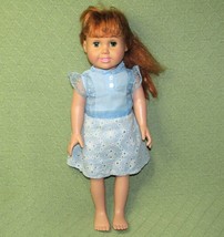 18&quot; VINTAGE FIBRE CRAFT DOLL RED HAIR GREEN EYES TWO FRONT TEETH SOFT BO... - $18.90