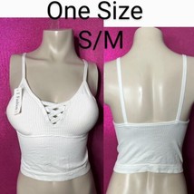 White Ribbed Thick Spandex Loungewear Bralette Crop Top~Size OS - $17.77