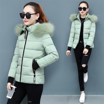 Winter Collar Hooded Crop Jacket Oversize 4XL Women Cotton Padded Coat Thick War - £41.71 GBP