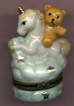 UNICORN &amp; TEDDY BEAR HINGED BOX - £8.69 GBP