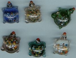 Six Glass Turtle Beads - £5.58 GBP