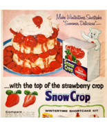 1956 Snow Crop Sliced Strawberries Advertisement Frozen Fruits Vintage D... - €25,67 EUR