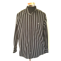 Southpole Dress Shirt Mens XLarge Button Front Black Silver Stripes Long Sleeve - £15.55 GBP
