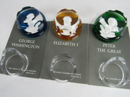 Baccarat paperweight Franklin Mint 1977 1976 Washington Peter Elizabeth stands - £88.22 GBP