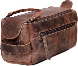 Buffalo Leather Unisex Toiletry Bag Travel Dopp Kit Made With High Class... - $74.42