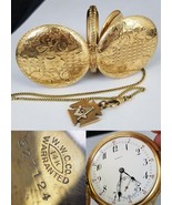 antique 14k gold pocket watch SOLID Wadsworth WWC Co Tissot 10k chain fo... - $92,423.13 MXN