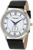 NEW Pedre 0556SX Unisex Classic Blue Accented White Dial Black Leather Watch - £31.50 GBP