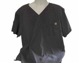 Carhartt Scrubs Shirt Mens Gray Short Sleeve Chest Pocket - $13.20