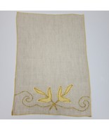 Vintage Applique Table Runner Yellow Beige 16x11 Inch - $10.40