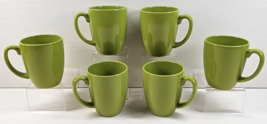 (6) Corelle Garden Sketch Bands Mugs Set Corning Green Stoneware Coffee Cups Lot - $56.30
