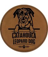 Catahoula Leopard Dog 4" Round Leather 6-Coaster Set with Holder-Brown /... - $19.99