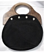 Jeanne Bouchever Button Purse Black Wood Handle - £23.94 GBP