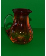 Glassware-Vintage Small Handblown Glass Pitcher/Cranberry 3 1/2&quot; Tall - $11.97