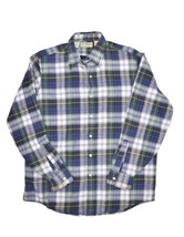Vintage LL Bean Plaid Flannel Shirt Mens M Blue Made in USA Cotton Long ... - $31.87