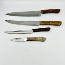 Rogers Stainless Steel Knife Lot 4 Japan Wood Handles Kitchen Chef Steak... - $14.99