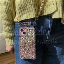 Handmade Crossbody Long Chain Crystals Case For iPhone 11 12 13 14 15 16 Pro Max - £35.43 GBP