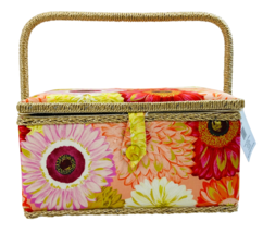 Allary Rectangle Sewing Basket with Pincushion and Tray, Floral, Multicolor - £37.97 GBP