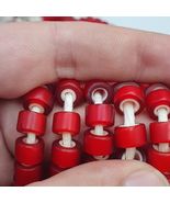 Venetian White Heart Beads 9mm Red Glass – Vintage African Trade Jewelry... - $26.69