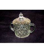 Vintage Clear Crystal Sugar Bowl Diamond pattern Vintage - £18.23 GBP