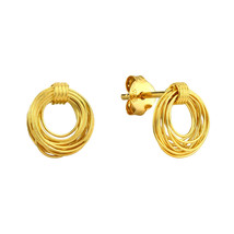 Infinite Ring Circles Gold-Plated Sterling Silver Stud Earrings - £11.06 GBP