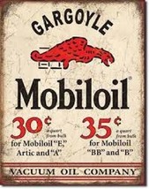 Mobil Gargoyle Gas &amp; Oil Service Garage Distressed Retro Vintage Metal T... - $21.99