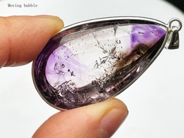 Amethyst Super Seven Moving bubble Enhydro Quartz Crystal Pendant E050107 - £298.02 GBP