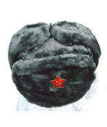 Authentic Russian Military Deep/Gray Ushanka W/ Red Star Hammer and Sickle - $41.70