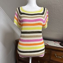 LOFT Striped wedge sweater tee Cap Sleeve Boatneck Medium Petite Stretch - $14.80