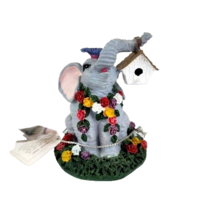 Luckyphants Luna Elephant Figurine With Bluebird Birdhouse Flowers NWT - £13.95 GBP