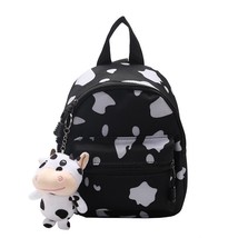 Kawaii Cow Print Small Backpack for Women Canvas with Cute Plush Cow Bags Access - £15.32 GBP
