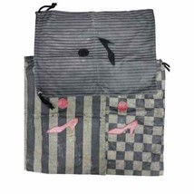 3 VTG RETRO Authentic Fendi Shoe Bags Coated Canvas Pequin Appliques Dra... - $820.19 MXN