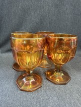 4 - Vintage Imperial “ Colonial” Pattern Carnival Glass Goblets Marigold - $24.31