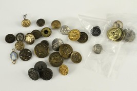 Vintage Sewing Mixed Lot Metal Buttons US UK Military State Uniform Advertising - £22.80 GBP