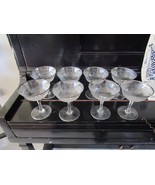 CRYSTAL 8 CHAMPAGNE GLASSES SILVER RIM 4 1/2&quot; STAMPED STERLING RARE - £114.40 GBP