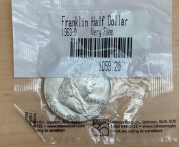 1963-D Franklin .90 Silver Half Dollar Denver Mint Circulated Sealed Bag - £10.28 GBP