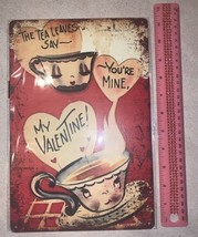 My Valentine Anthropomorphic Tea Leaves Vintage Style Tin Sign Decor Valentine’s - £13.48 GBP
