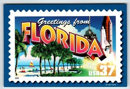 Greetings From Florida Large Letter Chrome Postcard Unused USPS 2001 Bea... - $9.50