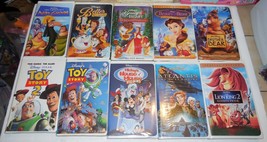 Huge VHS lot of 10 Family Disney Animation Movies Tapes Toy Story Lion King - £19.27 GBP