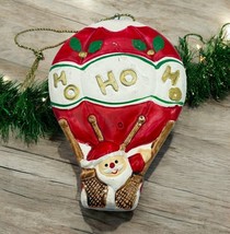 Vintage Santa Hot Air Balloon Christmas Ornament Ho Ho HO Joy Hand Painted - $13.89